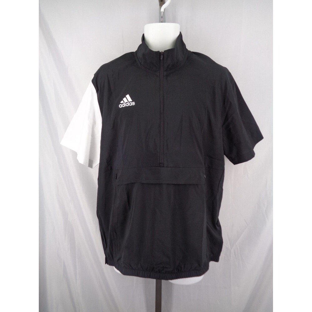 Adidas Black Stadium Woven 1/4 Zip Short Sleeve Golf Pullover Jacket Medium New